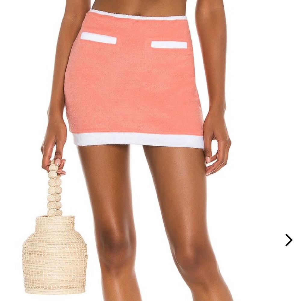 Lovers + Friends Coral Mini Skirt Terry cloth beach cover up